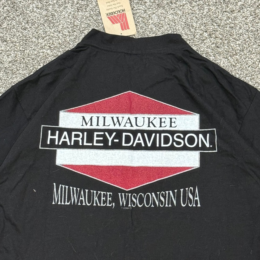 Vintage 1998 Harley Davidson 95th Anniversary T-Shirt Mens XL Black Holoubek NWT - Picture 5 of 6